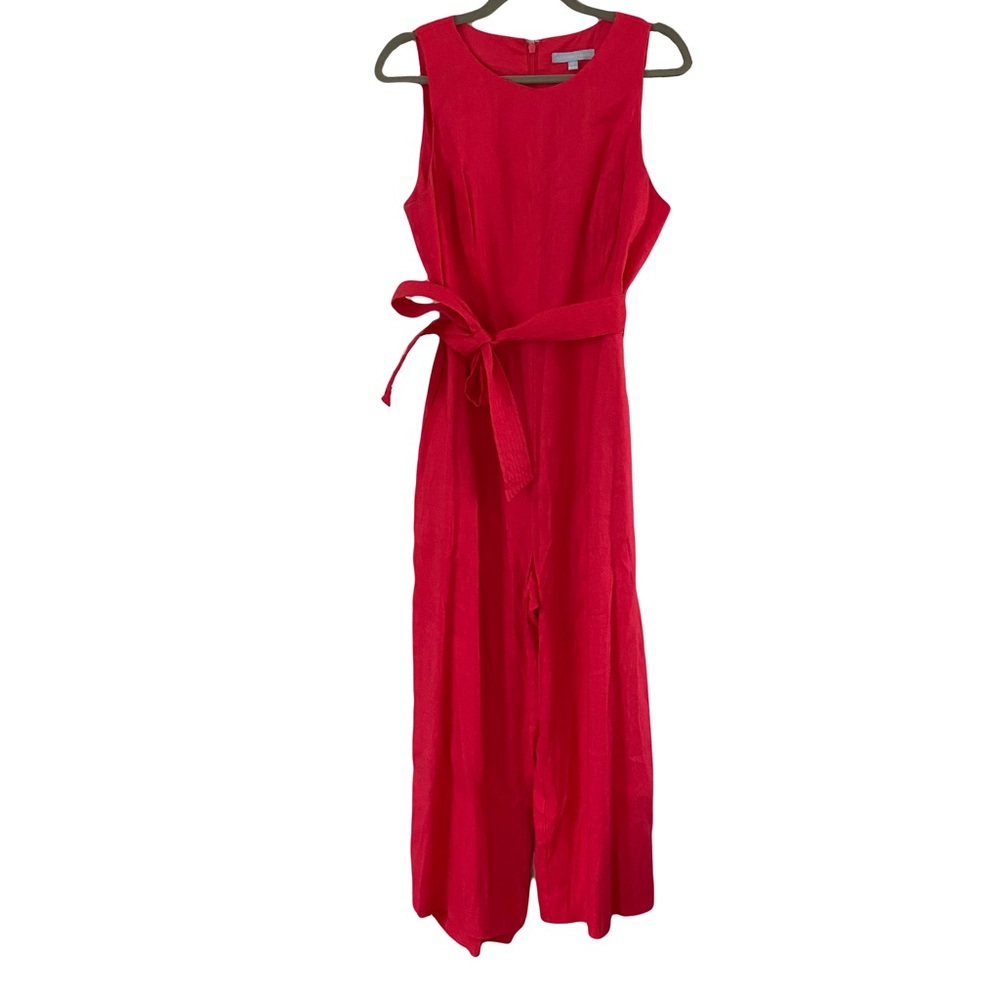 ANTONIO MELANI Red Sleeveless Wide-Leg Jumpsuit with Tie Belt